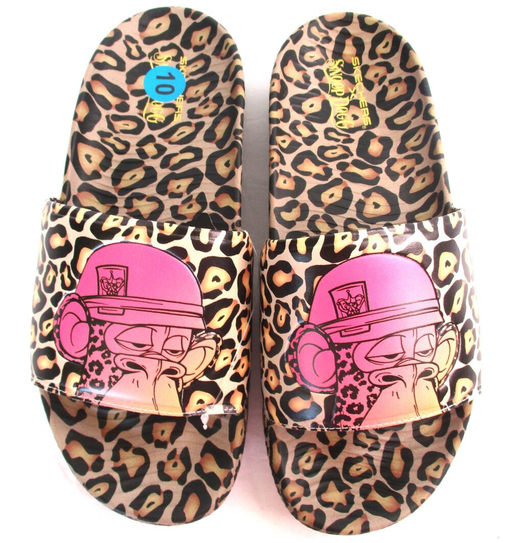 New SKECHERS X SNOOP DOGG Dr Bombay Animal Print Men Sz 10 Sandals Slides